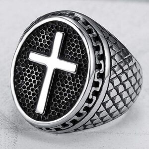 Jude Jewelers Retro Vintage Stainless Steel Chrisitan Cross Religious Ring (Grey, 7)