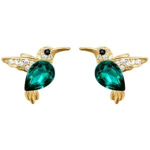 jewever 925 sterling silver hummingbird ear studs blue cubic zirconia earrings for women jewelry gift golden