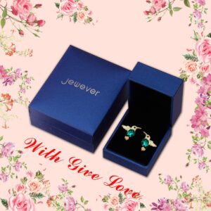 Jewever 925 Sterling Silver Hummingbird Ear Studs Blue Cubic Zirconia Earrings for Women Jewelry Gift Golden