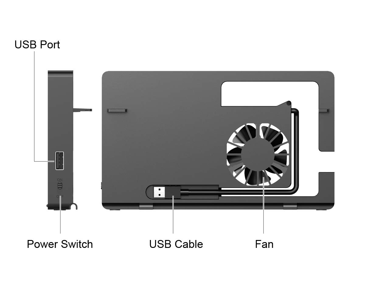 ElecGear Cooling Fan for Switch Dock HAC-007, External Turbo Cooler for Nintendo Switch Original Docking Station, Snap-on Design, USB Powered, Integrated Cable - |Not for OLED and Lite|