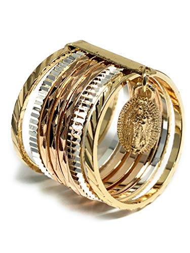 Fran & Co. Gold Plated Women's Tri-Color Virgin Mary Semanario Ring Virgen de Guadalupe Anillo (7)