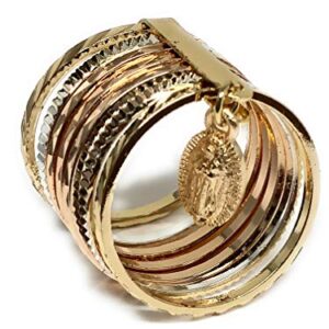 Fran & Co. Gold Plated Women's Tri-Color Virgin Mary Semanario Ring Virgen de Guadalupe Anillo (7)