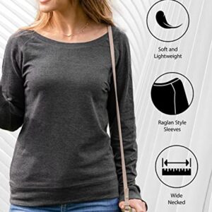 Instant Message - Sunshine Mixed Hurricane - Ladies Lightweight French Terry Pullover - Size Medium Heather Charcoal