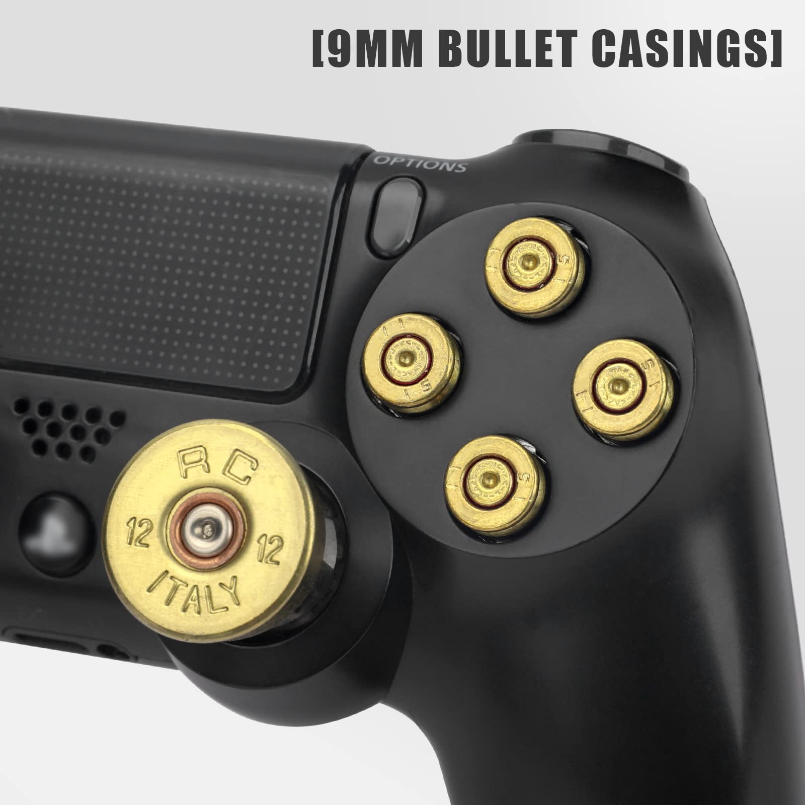 TOMSIN Gold Metal Bullet Buttons & Bullet Joystick Thumbstick for PS4 Controllers