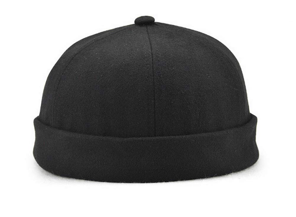 Zegoo Men Women Skullcap Beanie Worker Sailor Cap Rolled Cuff Retro Brimless Outfit Hat Black