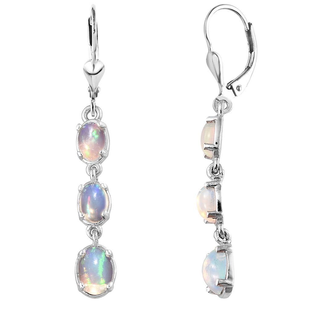 Shop LC Opal Earrings for Women 925 Sterling Silver Long Drop Dangle Earrings for Women Gemstone Opal Jewelry Birthday Gifts for Women