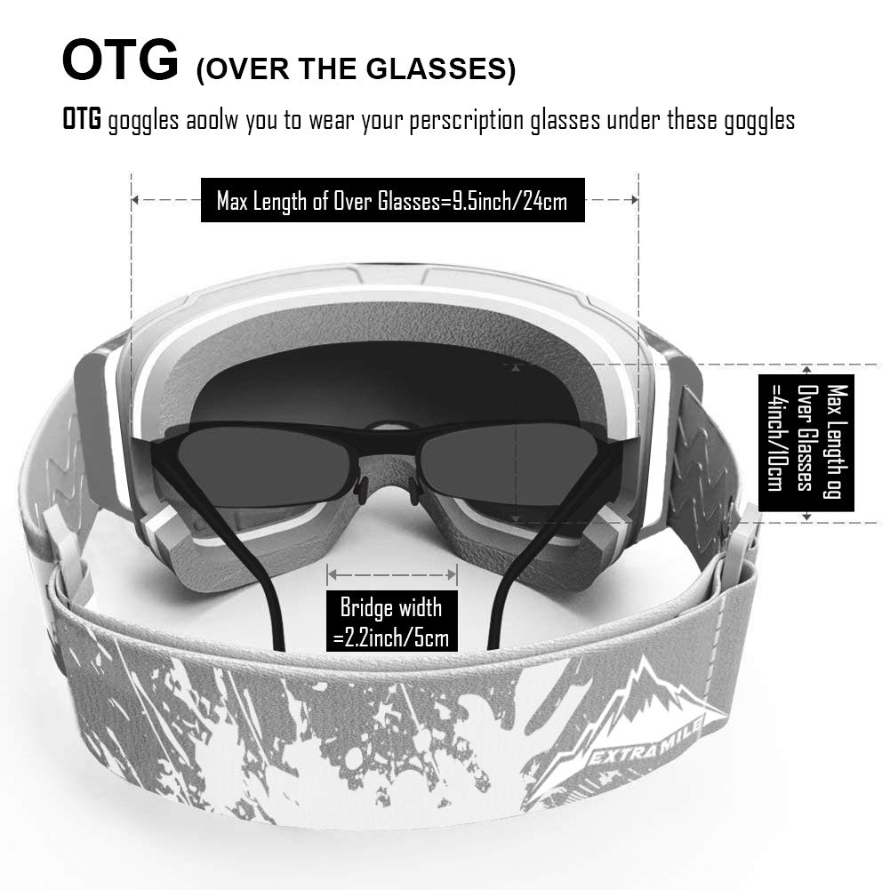 Extra Mile Ski Goggles, Anti-Fog Protection Snowboard Dual Lens for Men Women