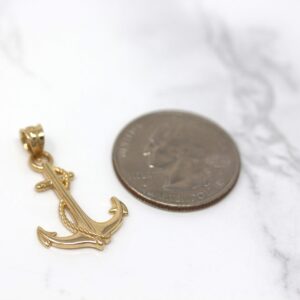 CaliRoseJewelry 10k Anchor Nautical Rope Sailor Navy Charm Pendant in Yellow Gold