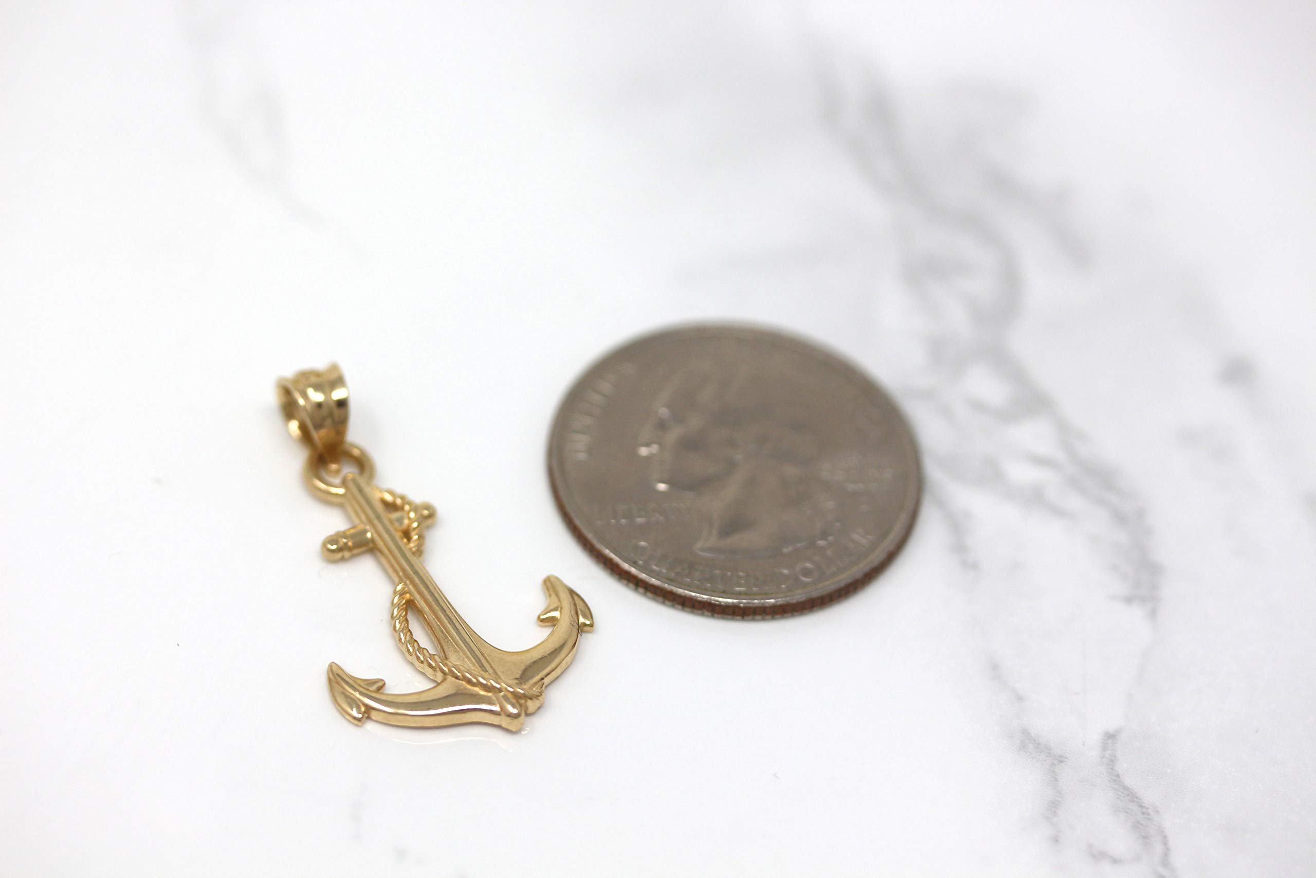 CaliRoseJewelry 10k Anchor Nautical Rope Sailor Navy Charm Pendant in Yellow Gold