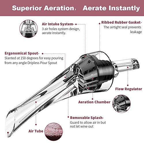 Wine Aerator Pourer - Premium Aerating Pourer and Decanter Spout - Red Wine Aerator Kit