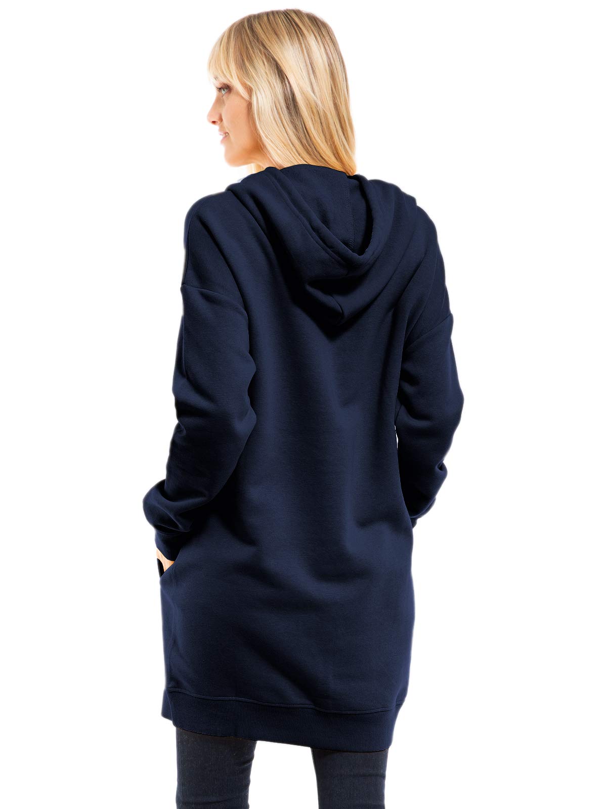 Design by Olivia Women's Casual Oversized Fleece Hoodie Sweatshirts Loose Pullover Tunic Fall Outfits S~3X Navy Blue ML