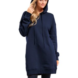 Design by Olivia Women's Casual Oversized Fleece Hoodie Sweatshirts Loose Pullover Tunic Fall Outfits S~3X Navy Blue ML