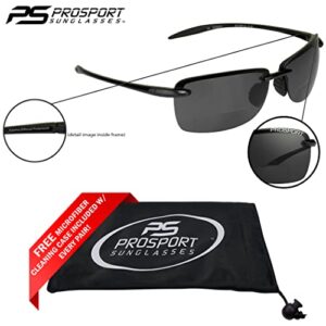 proSPORT Polarized Bifocal Reading Sunglass Readers Maui Men Women Gray Lens Rimless Golf 1.25 1.50 2.00 2.50