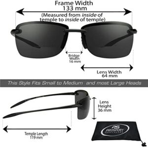 proSPORT Polarized Bifocal Reading Sunglass Readers Maui Men Women Gray Lens Rimless Golf 1.25 1.50 2.00 2.50