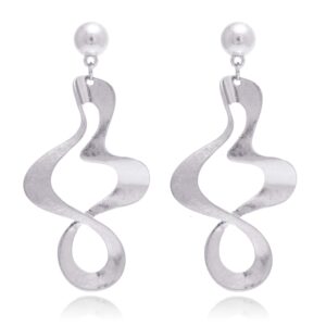 flowing water abstract metal frame bold statement drop earrings for women