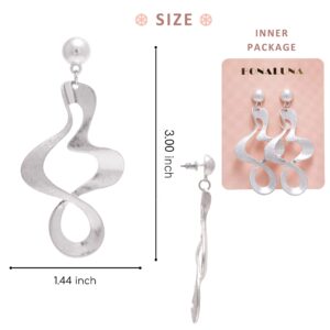 Flowing Water Abstract Metal Frame Bold Statement Drop Earrings for Women