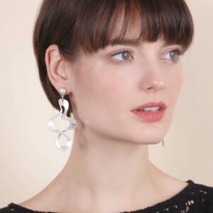 Flowing Water Abstract Metal Frame Bold Statement Drop Earrings for Women