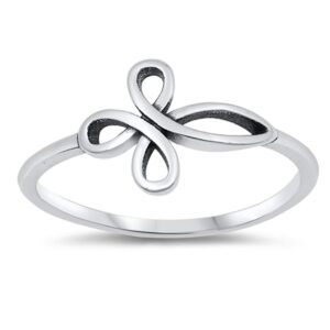 infinity cross knot christian ring .925 sterling silver size 7