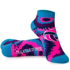 ChalkTalkSPORTS Volleyball Athletic Ankle Socks | Volleyball Tie-Dye Swirl