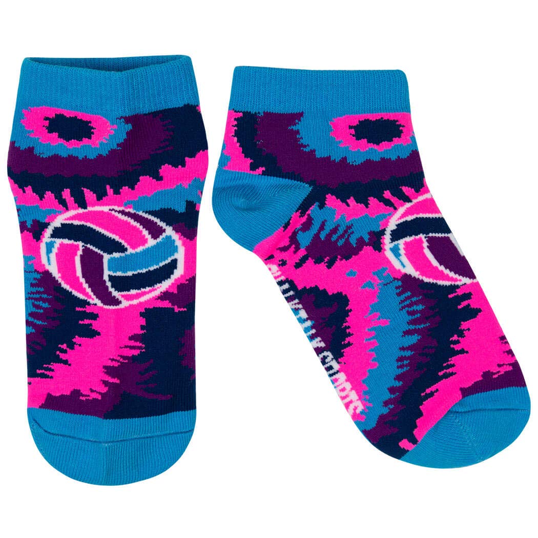 ChalkTalkSPORTS Volleyball Athletic Ankle Socks | Volleyball Tie-Dye Swirl