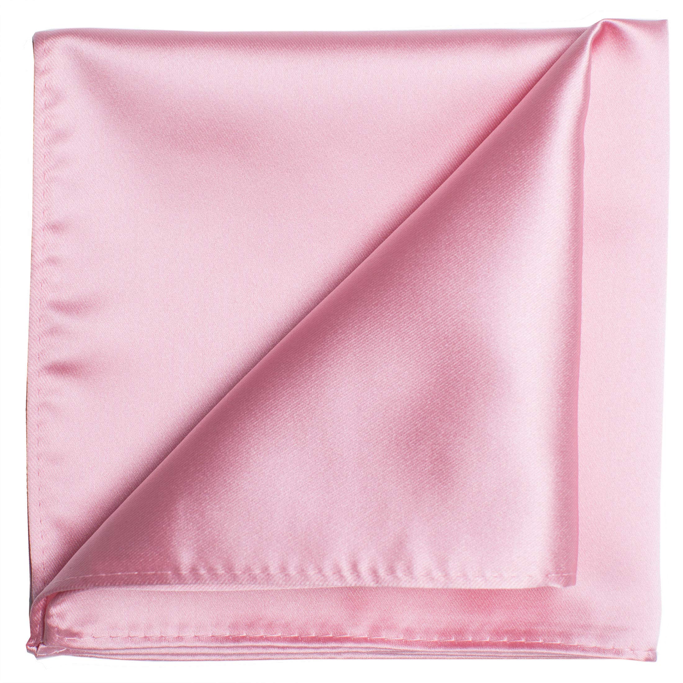 KissTies Rosy Pink Pocket Square Mens Satin Handkerchief + Gift Box