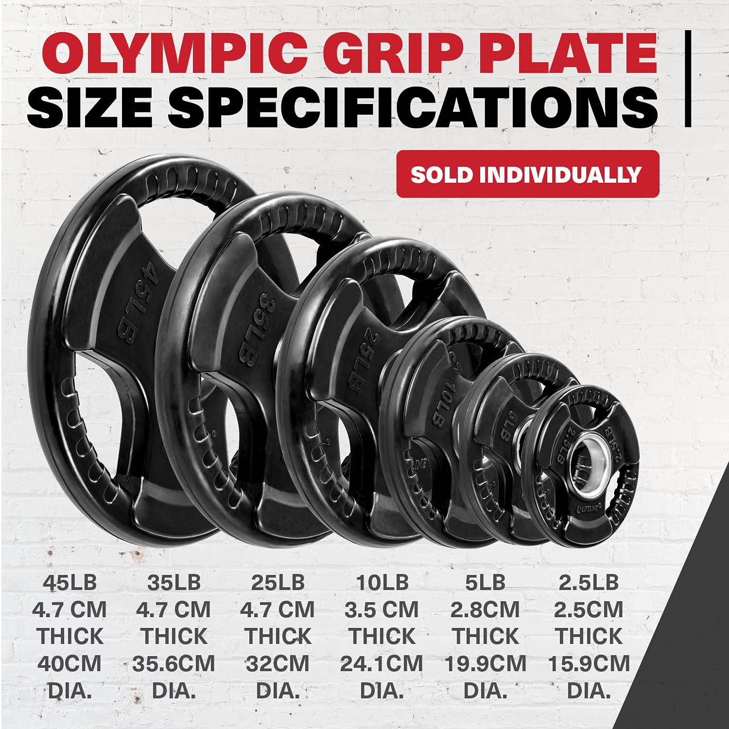 Lifeline Olympic Rubber Grip Plate - 25 lbs Black