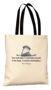 thinkershirts tote bag - walt whitman quote - do i contradict myself?