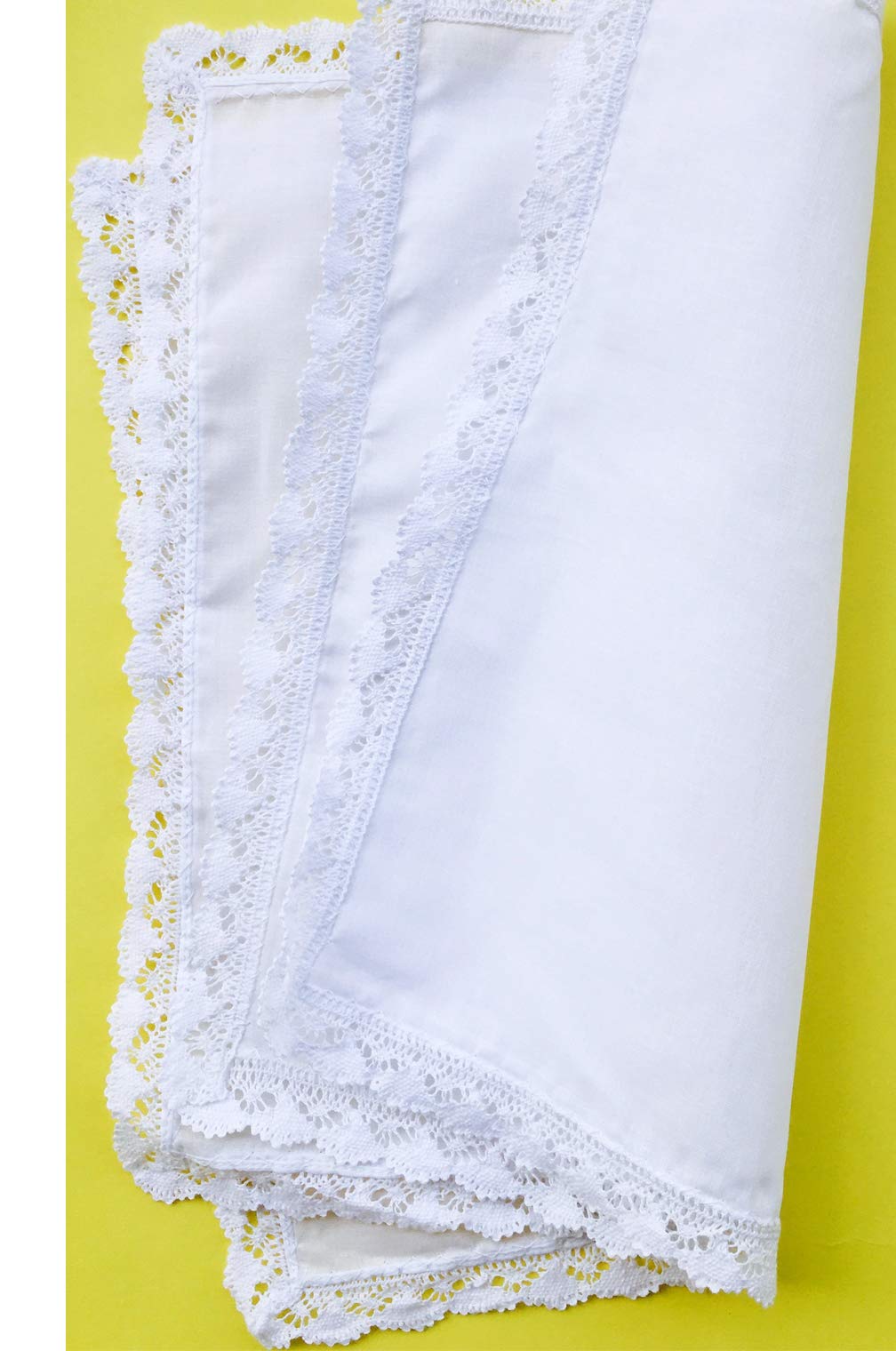 COCOUSM New Ladies White Cotton Handkerchiefs Crochet Lace Hanky -30cm