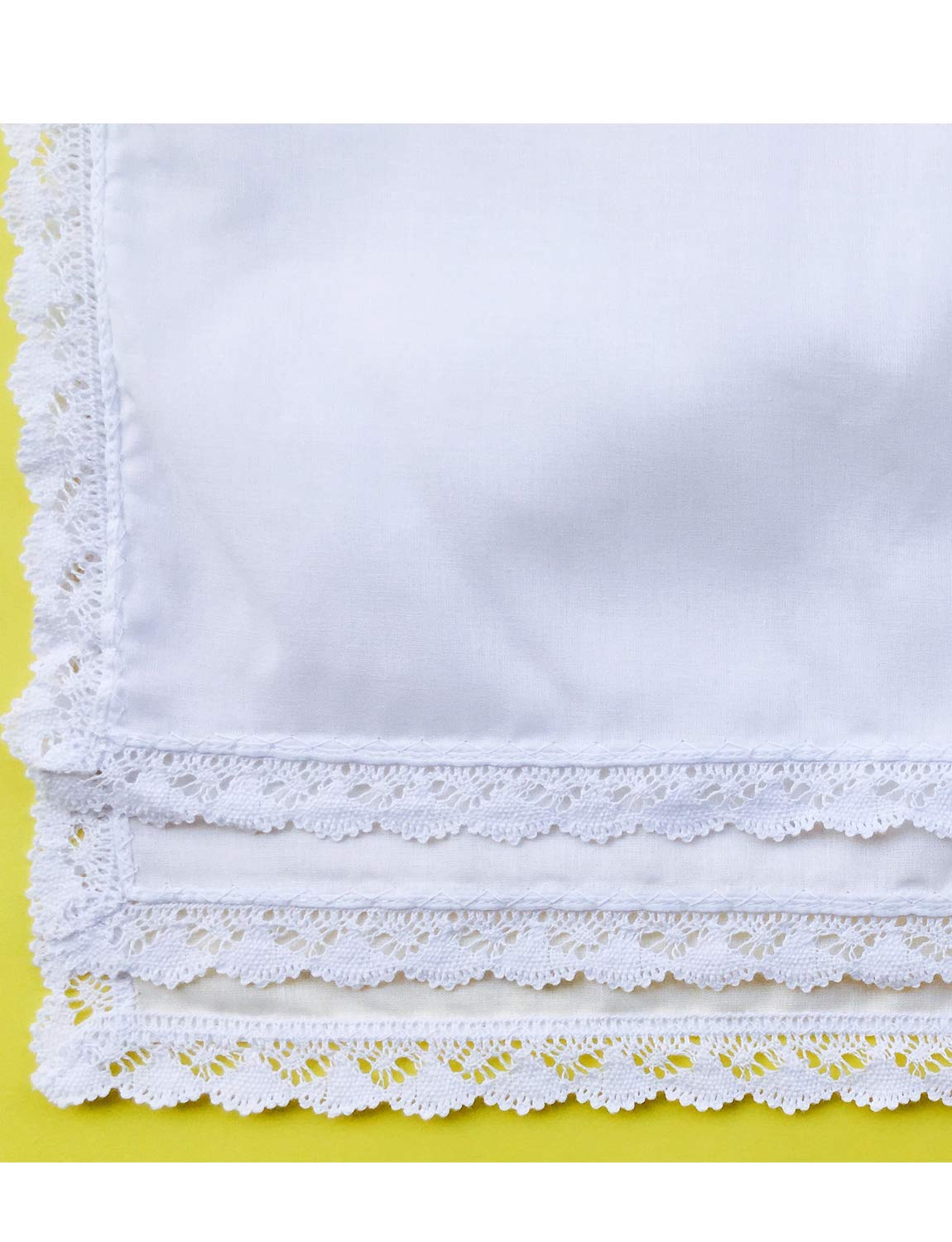 COCOUSM New Ladies White Cotton Handkerchiefs Crochet Lace Hanky -30cm