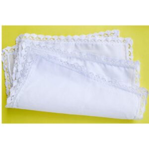 COCOUSM New Ladies White Cotton Handkerchiefs Crochet Lace Hanky -30cm