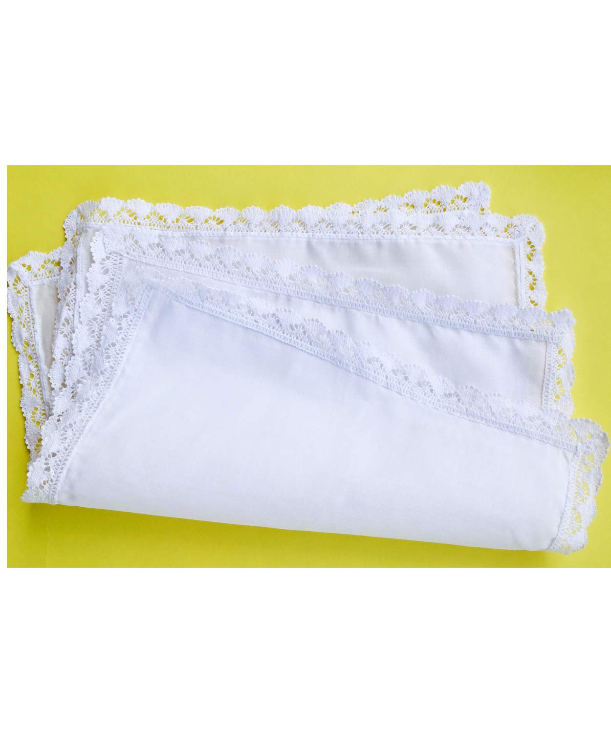 COCOUSM New Ladies White Cotton Handkerchiefs Crochet Lace Hanky -30cm