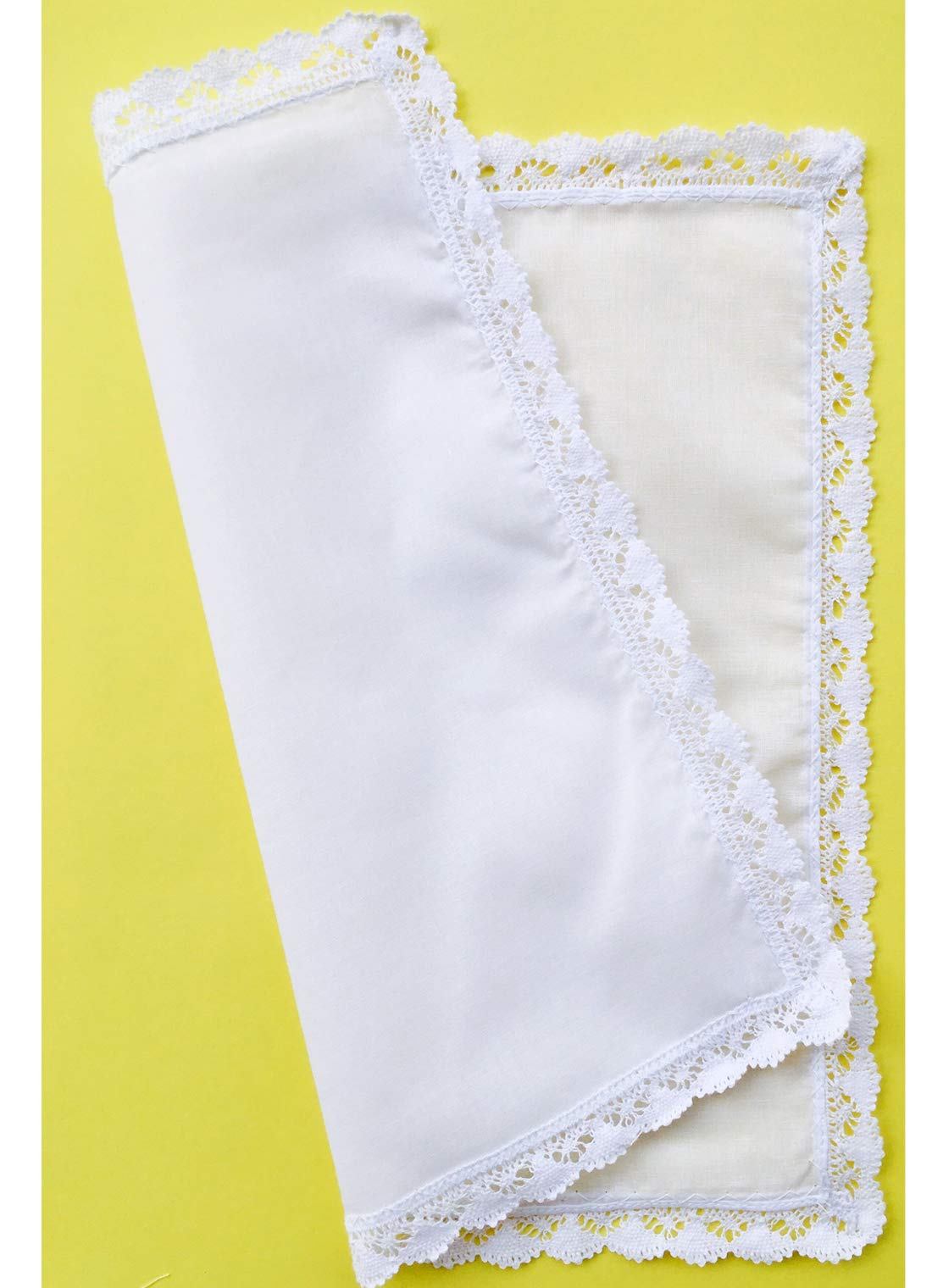 COCOUSM New Ladies White Cotton Handkerchiefs Crochet Lace Hanky -30cm