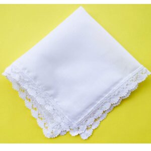 COCOUSM New Ladies White Cotton Handkerchiefs Crochet Lace Hanky -30cm