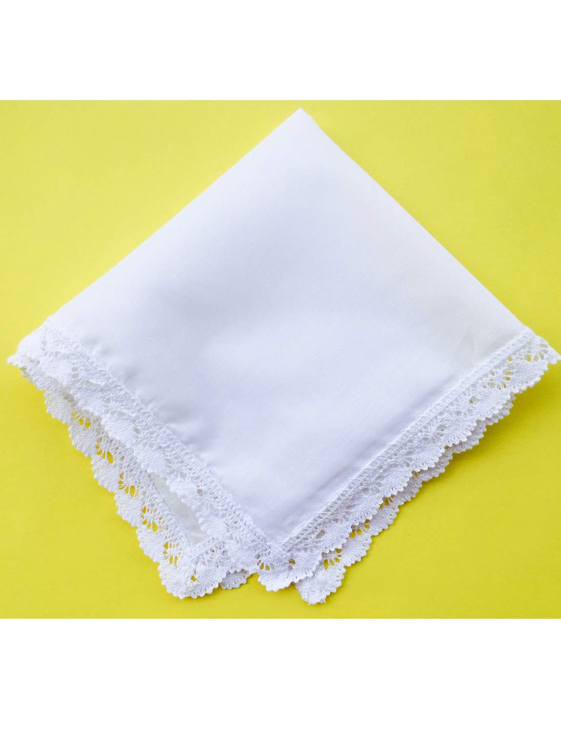 COCOUSM New Ladies White Cotton Handkerchiefs Crochet Lace Hanky -30cm