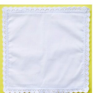 COCOUSM New Ladies White Cotton Handkerchiefs Crochet Lace Hanky -30cm