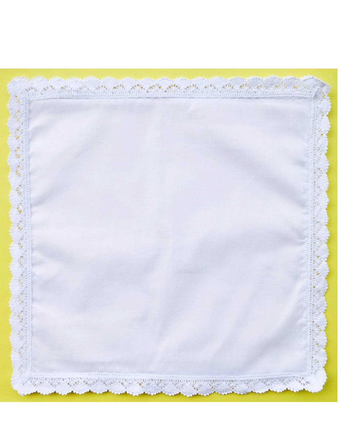 COCOUSM New Ladies White Cotton Handkerchiefs Crochet Lace Hanky -30cm