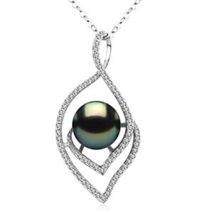 chaulri lucky peacock 9-10mm genuine south sea tahitian black pearl evil eye pendant necklace 18k gold plated sterling silver - jewelry gifts for women wife mom daughter