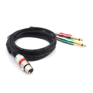 SiYear- 6.6FT XLR Female 3Pin to 6.35mm 1/4 inch Mono Male Audio Y Splitter Cable, Dual 6.35mm 1/4" Male to XLR Female Stereo Microphone Audio Converter Adapter Cable(2m)