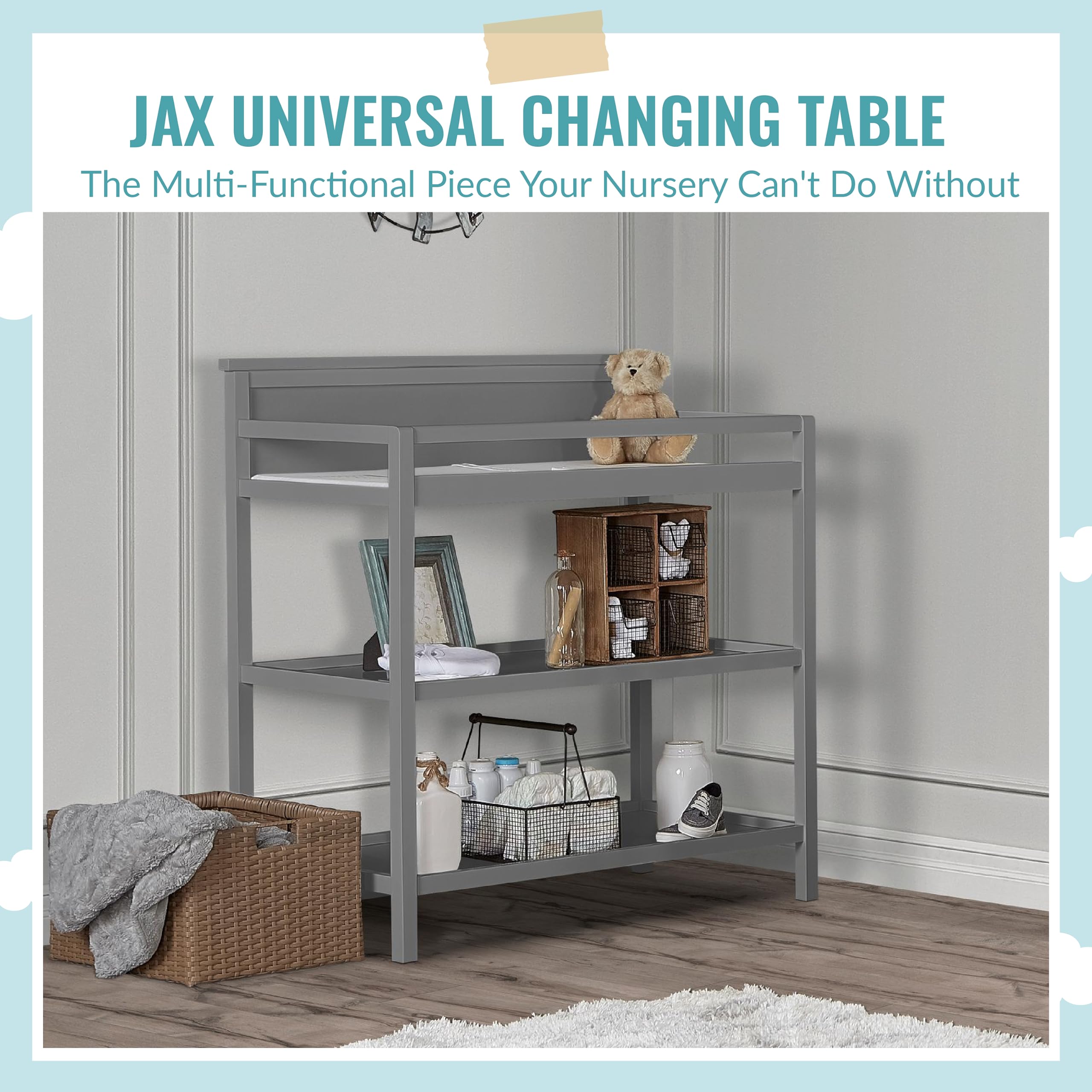 Dream On Me Jax Universal Changing table, Storm Grey