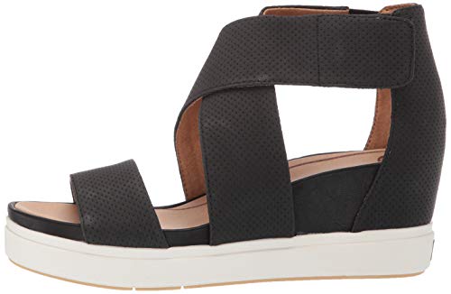 Dr. Scholl's Shoes Women's Sheena Wedge Sandal, Black Smooth Perforated, 8 M US