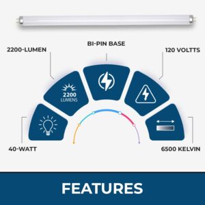 Case of 14 F40T12/SP865 DAYLIGHT Linear Fluorescent 40-Watt T12 6500K Light Bulbs 48"