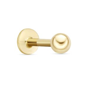 Lavari Jewelers 16 Gauge Labret Monroe Style Ball Lip Ring Stud in 14k Yellow Gold Unisex