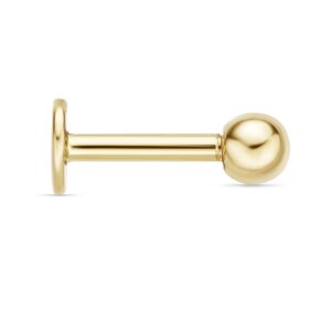 Lavari Jewelers 16 Gauge Labret Monroe Style Ball Lip Ring Stud in 14k Yellow Gold Unisex