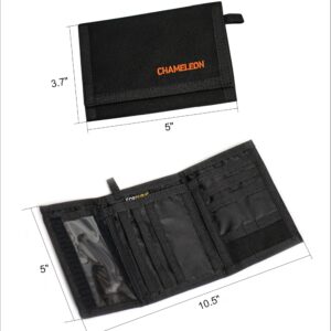 Chameleon Trifold Mens Wallet-Military Tactical Men Wallets- ID Card Holder - Canvas Thin Front Pocket Travel Wallet-Coin Zipper Pocket