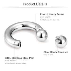 Cisyozi 8G Septum Rings Jewelry Large Ear Earrings Gauges Septum Stretcher kit 8gauge Surgical Stainless Steel Big Wide Septum Nose Earrings Gauges Tunnel Plug Hoop Stretch Piercing Jewelry Women Men