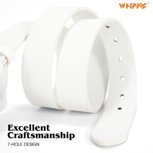 WHIPPY Women Leather Belt for Jeans Pants Dresses Fashion Ladies Western Leather Belt with Silver Buckle M White