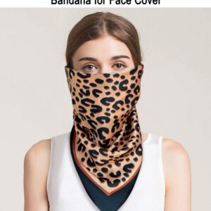 GERINLY Animal Print Scarfs for Women Leopard Neck Scarf Satin Head Scarf for Ponytail Brown Silk Purse Scarf (Leopard)