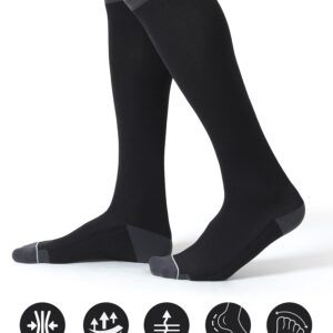 CS CELERSPORT 3 Pairs Compression Socks 20-30mmHg for Men Circulation Socks For Running Traveling Shin Splints Nurse Athletic And Pregnancy Black