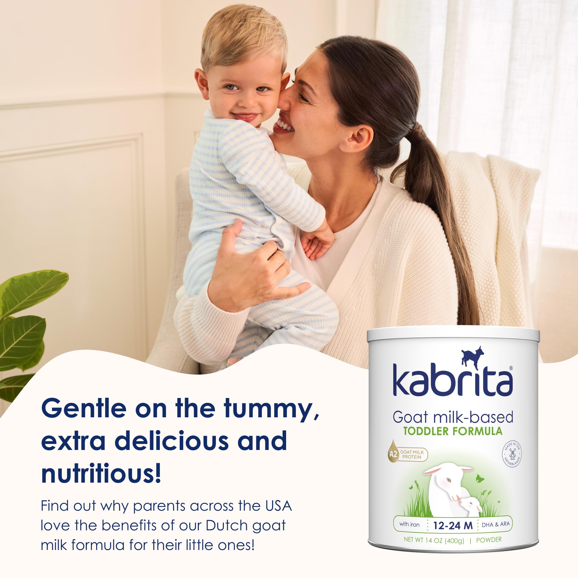 Kabrita Goat Milk Toddler Formula - Easy to Digest Baby Formula 12-24 Months - Contains Vitamin C, D, Iron, DHA, Non-GMO - Gentle on Sensitive Tummies - Formula Supporting Gut Health & Sleep - 14Oz (Pack of 3)