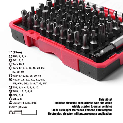 Protorq High Qualiy Security Bit Set, 61-Piece, S2 Steel, Temper Proof Bits, for home electoronics, vehicles, military, aerospace applications